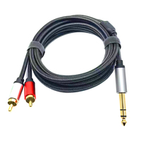 Câble adaptateur TRS 2RCA 1/4 "plaqué or 6.35mm stéréo mâle double RCA mâle Y pour Microphone AV récepteur PVC cuivre pur