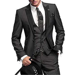 Trajes para hombre Slim Fit Traje de esmoquin de <span class=keywords><strong>3</strong></span> piezas Un botón Sólido <span class=keywords><strong>Prom</strong></span> Boda Fiesta Blazer Chaleco Pantalones Conjunto - Product Image 6