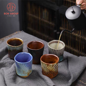 Taza <span class=keywords><strong>Japonesa</strong></span> Vintage Hecha a Mano de Cerámica <span class=keywords><strong>sin</strong></span> <span class=keywords><strong>Asa</strong></span> con Esmalte de Horno, Apta para Alimentos, para Uso Comercial en Bares de Sushi, Cafeterías y Tiendas de Té - Product Image 5