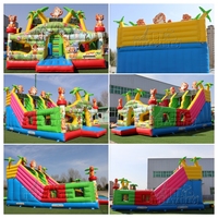 Structure gonflable commerciale à thème tigre, combo château gonflable et toboggan animaux de la jungle pour enfants, idéale pour location de terrain de jeux et fêtes