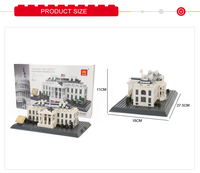 Set mainan balok bangunan rumah putih anak, miniatur arsitektur blok bangunan plastik harga masuk akal