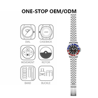 Montre automatique mécanique pour homme avec logo personnalisé OEM, MOQ 10 pièces, boîtier en acier inoxydable, bracelet en acier inoxydable, verre saphir, montre de plongée 10 ATM