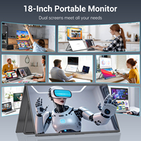 Monitor Portabel Ganda InnoView 18,5 inci 100Hz 2K 100% SRGB Desain Lipat dan Dapat Ditumpuk dengan Monitor Kedua untuk Laptop, Mac, Windows