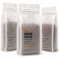 Sacs de rangement pour café transparents mats personnalisés avec fermeture éclair à languette, refermables, résistants à l'humidité, pochette à fond plat pour grains de café
