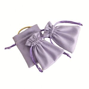 Pochette à bijoux en lin vierge imprimée avec logo personnalisé, recyclable, anti-poussière, avec cordon en velours - Product Image 2