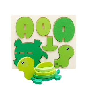Montessori 3D animals shape Puzzle Funny Toy Wooden Colorful Jigsaw Gift for Kids Educational