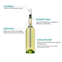 Bâtonnet refroidisseur de vin portable en acier inoxydable 3-en-1, tige de refroidissement pour vin, bâtonnet de refroidissement pour bière et boissons, accessoires de bar pour boissons glacées