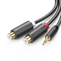 Câble audio stéréo UGREEN 3,5 mm mâle vers 2 RCA femelle, adaptateur en Y plaqué or, rouge et blanc, pour casque