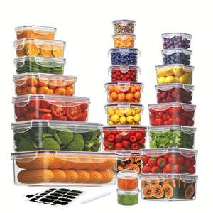 Boîtes de conservation alimentaire rectangulaires modernes multifonctionnelles en plastique scellé, durables, 25 pièces, pour la cuisine, boîte à lunch, conservation des aliments - Product Image 1