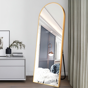 Espejo de cuerpo entero contemporáneo de doble propósito para colgar en la pared de la sala de estar, hecho a mano con marco de metal y cristal. - Product Image 5