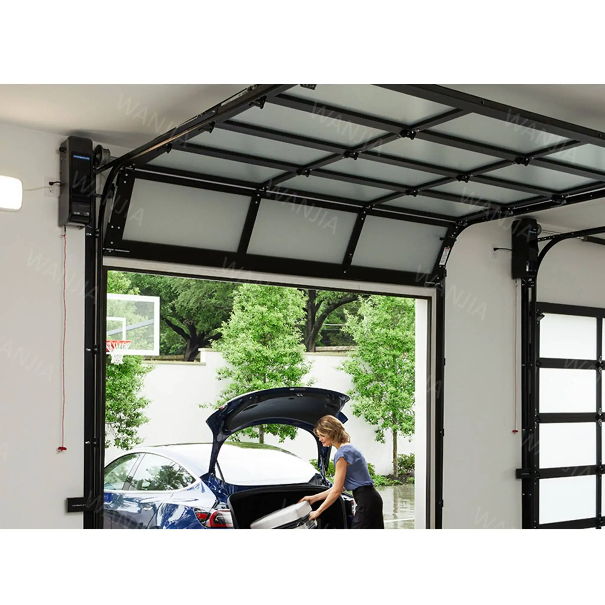 WANJIA Meilleures ventes Portes personnalisées Porte de garage enroulable, insonorisée et étanche en aluminium et verre