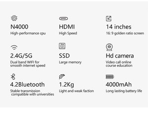 Ucuz öğrenci dizüstü N4000 14 inç 6GB <span class=keywords><strong>RAM</strong></span> 512GB SSD Win11 Pro dizüstü bilgisayar öğrenci ve eğitim dizüstü bilgisayarlar - Product Image 6