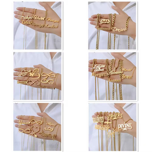 ดรอปชิปสร้อยคอสแตนเลสชื่อตัวอักษรที่กำหนดเองสร้อยคอชุบทอง18K จี้ DIY ทันสมัยชุดเครื่องประดับงานปาร์ตี้ - Product Image 2