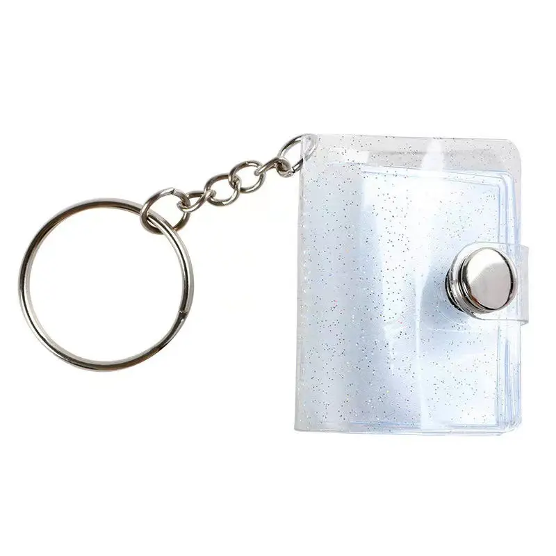 Wholesale 1 inch 16 Photos Personalized Insert Family Kpop Idol PVC DIY Mini Glitter Transparent Photo Album With Keychain