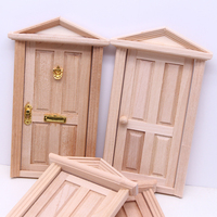 Mini porte de maison de poupée en bois avec toit pointu, modèle de porte miniature ouvrable, accessoires de meubles DIY pour la décoration artisanale en bois