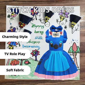 Nuovo <span class=keywords><strong>Costume</strong></span> da Principessa Gonfio per Bambine, Vestito da Film Stitch con Stampa Digitale per Spettacoli Teatrali e Halloween (Poliestere) - Product Image 5