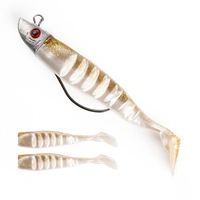 100mm/120mm Bionic Caoutchouc Corps Souple Appât Artificiel Noir Minnow Shad Leurre avec Métal PVC Jig Head pour Rivière Lac Mer Pêche
