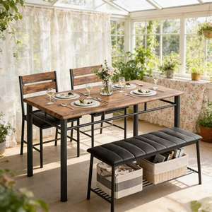 ชุดเก้าอี้ครัว 4 ตัว โครงเหล็กทรงสี่เหลี่ยม พร้อมแผ่นไม้และเบาะ PU ลดราคาพิเศษ - Product Image 1