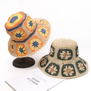K Best Selling High Design Sense Bohemian Style Hand Crochet Paper Straw Hat Fisherman Hat