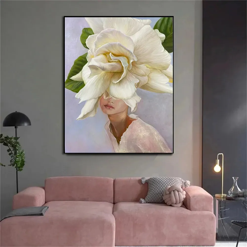 Fashion Model Magazine Poster Painting On The Wall Art Woman with Flowers Canvas Prints Modern Decor Mural Pictures For Room