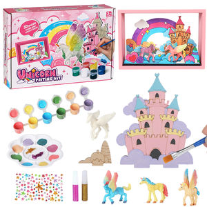 Kit de cadre en bois pour art 3D Wayee, château de licorne |   Ensemble de jouets à dessiner, château à peindre soi-même, modèle licorne, 22.5x15x5.8cm pour - Product Image 6