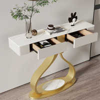 Table console d'angle légère et luxueuse en métal, haut de gamme, moderne et artistique, avec étagère de rangement pour salon