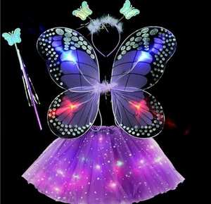 Le ragazze dei bambini hanno portato le <span class=keywords><strong>ali</strong></span> di farfalla illuminate con la gonna di tutù le <span class=keywords><strong>ali</strong></span> di <span class=keywords><strong>fata</strong></span> dell'angelo Costume Set di oggetti di scena delle <span class=keywords><strong>ali</strong></span> luminose - Product Image 5