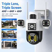 Cámara WiFi Wistino V380 Pro con Tres Lentes PTZ para Exteriores, Seguimiento Automático, Visión Nocturna en Color, Audio Bidireccional, Detección de Movimiento, Cámara CCTV