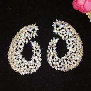 HIBRIDE Fashion multiwarna kubik zirkonia kait bunga anting kancing untuk wanita perhiasan pernikahan Brincos Boucle D'oreille E-868 - Product Image 2