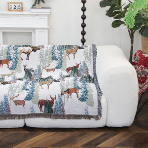 بطانية منسوجة مخصصة بتصميم كرتوني من البوليستر والقطن مع شراشيب جاكار، مناسبة للتخييم والنزهات - Product Image 4