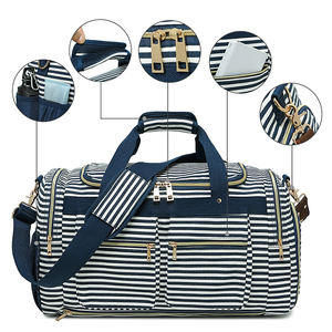 Benutzer definierte Leinwand Frauen Weekender Overnight <span class=keywords><strong>Bag</strong></span> Große Kapazität Handgepäck mit Schuh fach Reisetaschen - Product Image 3