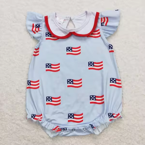 Combinaison patriotique pour bébé fille RTS, couleur marine, combinaison du 4 juillet avec broderie drapeau - Product Image 6