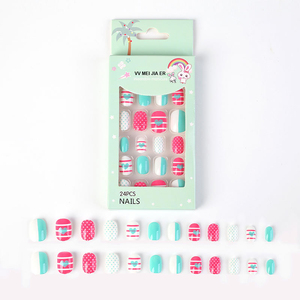 24Pcs stampa su chiodo copertura completa unghie artificiali per bambini bel regalo per bambini bambine bambini unghie finte - Product Image 4