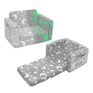 Sofá de peluche para niños con diseño de luna y estrellas, para niños de 2 a 4 años, silla de lectura unisex, comprimible y con resortes - Product Image 5