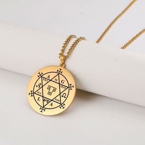 Collier amulette Myshape Hexagramme de Salomon <span class=keywords><strong>Goetia</strong></span>, pendentifs talisman, bijoux en acier inoxydable - Product Image 1