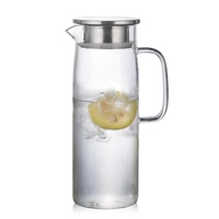 Bouilloire en verre borosilicate moderne de 1,5 L, écologique, avec couvercle en bambou, livraison rapide pour la maison et la cuisine, vente en gros