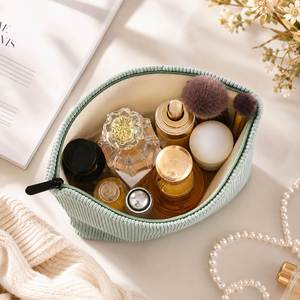 Bolsa de Maquillaje Estética de Pana con Nombre Personalizado, Bolsa Cosmética Bordada Personalizada para Bolso, Organizador de Artículos de Aseo para Viaje - Product Image 2