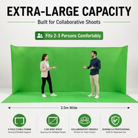 Layar Latar Foto Kanvas Muslin Lipat Portabel Kustom, Panel Hijau Chroma Key Lipat, Studio Siaran Langsung