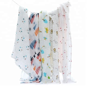 Wholesale Custom Print Organic Bamboo Cotton Double Gauze Newborn Baby Muslin Swaddle Receiving <strong>Blanket</strong> <strong>Wraps</strong> for Newborns - Product Image 3