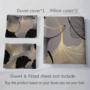 Groothandel <span class=keywords><strong>3</strong></span>-delige Ginkgo Blad Dekbedovertrek Set Bladeren Bloemen Slaapkamer Dekbedovertrek met Kussenslopen - Product Image 3