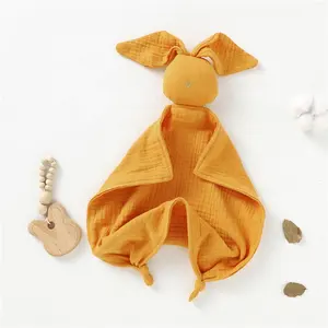 Милый кролик органический хлопок муслиновый детский одеяло игрушка