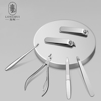 Ensemble de coupe-ongles Longhui Premium en acier inoxydable 6 en 1, kit d'outils de coupe des ongles, beauté et manucure, soins personnels polyvalents