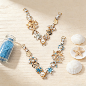 Decorazioni a Catena a V per Scarpe, Cinturini in Strass e Cristalli per Infradito, Accessori per Scarpe da Spiaggia da Donna - Product Image 1