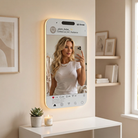 Miroir LED moderne à commande tactile par capteur, éclairage réglable pour villa, salon, salle de séjour - Miroir mural écologique pour selfie