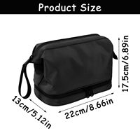 Trousse de Toilette de Voyage Portable Étanche Double Couche avec Double Fermeture Éclair et Sangle de Transport pour Hommes – Pochette de Rangement pour Articles de Rasage, Cosmétiques et Accessoires