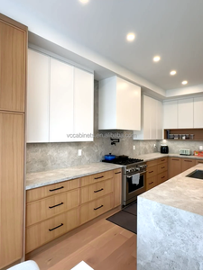 Modern Oak Wood Veneer Modular <strong>Kitchen</strong> <strong>Cabinets</strong> Set with Sink Hardware Faucet Hinge Quartz Countertop for Hospital Apartment Use - Product Image 5