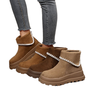 Botines Cortos de Invierno de Gamuza con Plataforma y Tacón Plano para Mujer, Estilo Británico, Zapatos de Goma con Aumento de Altura, Novedad 2026 - Product Image 2