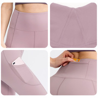 OEM Pantalon court de yoga double face nu avec poches élastique ajusté Hip Lift Fitness Running Sports Capri Pantalon avec poches