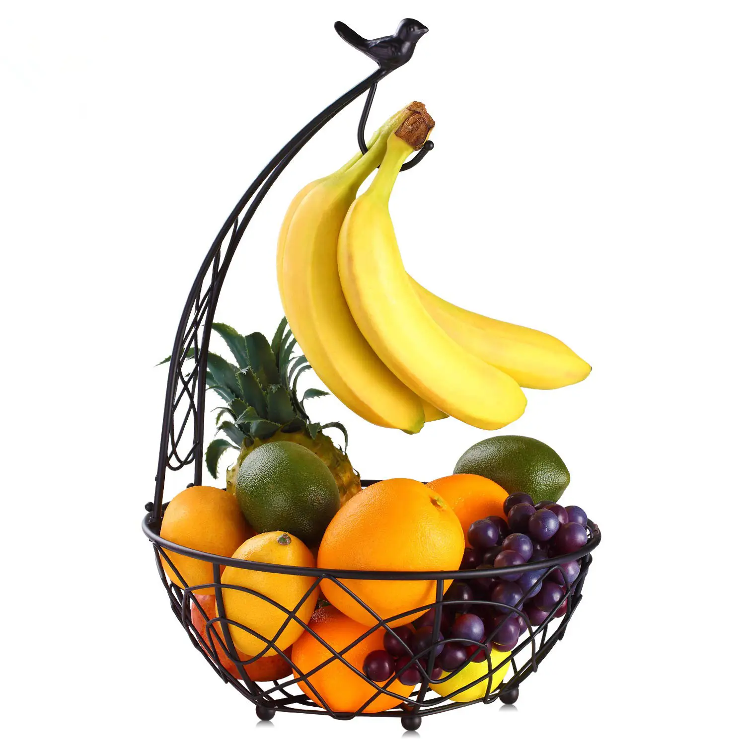 OWNSWING-Panier à fruits et légumes suspendu en métal à 2 niveaux avec cintre à banane