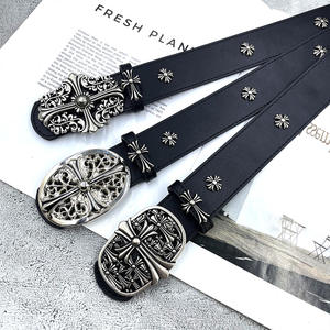 <span class=keywords><strong>Cintura</strong></span> Y2K di Marca dal Design Vintage per Uomo e <span class=keywords><strong>Donna</strong></span> con Classica Fibbia a Croce in <span class=keywords><strong>Pelle</strong></span> PU <span class=keywords><strong>Nera</strong></span> - Product Image 3